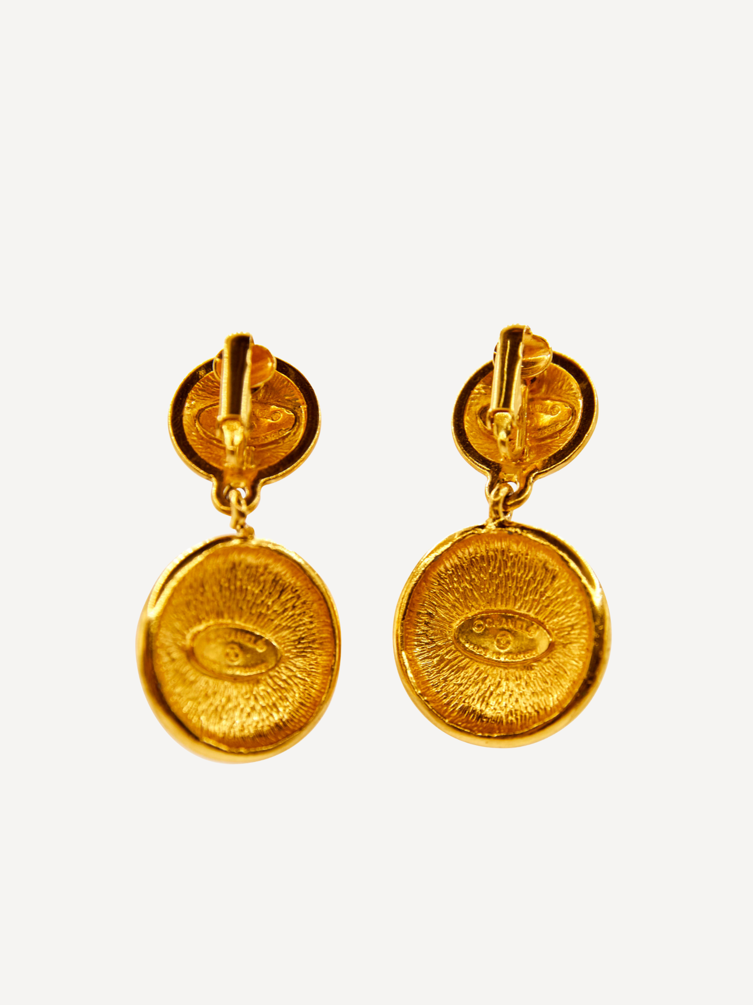 Chanel CC Disk Earrings Gold