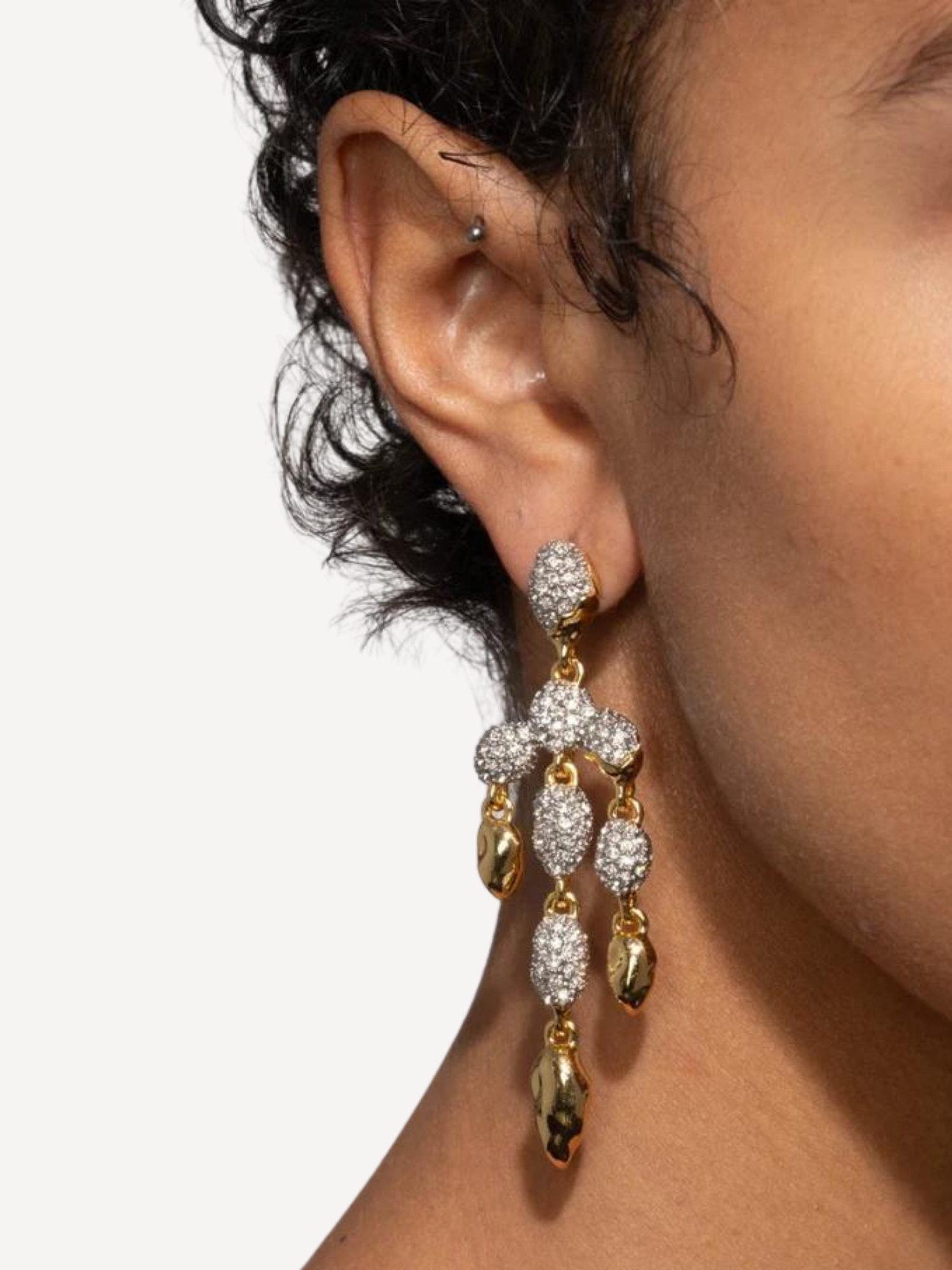 Solanales Crystal Pebble Chandelier Earring