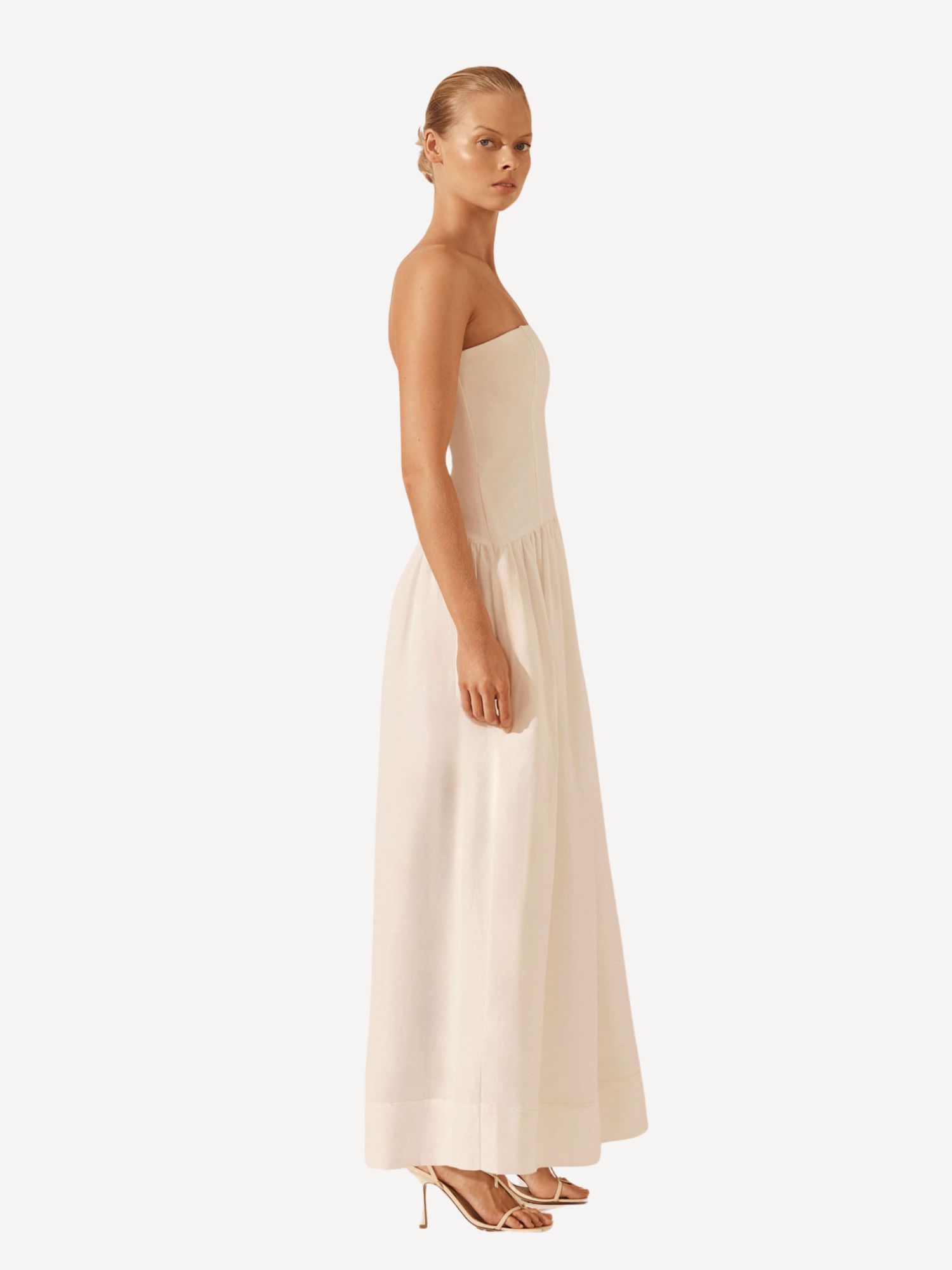 Blanc Strapless Panelled Maxi Dress