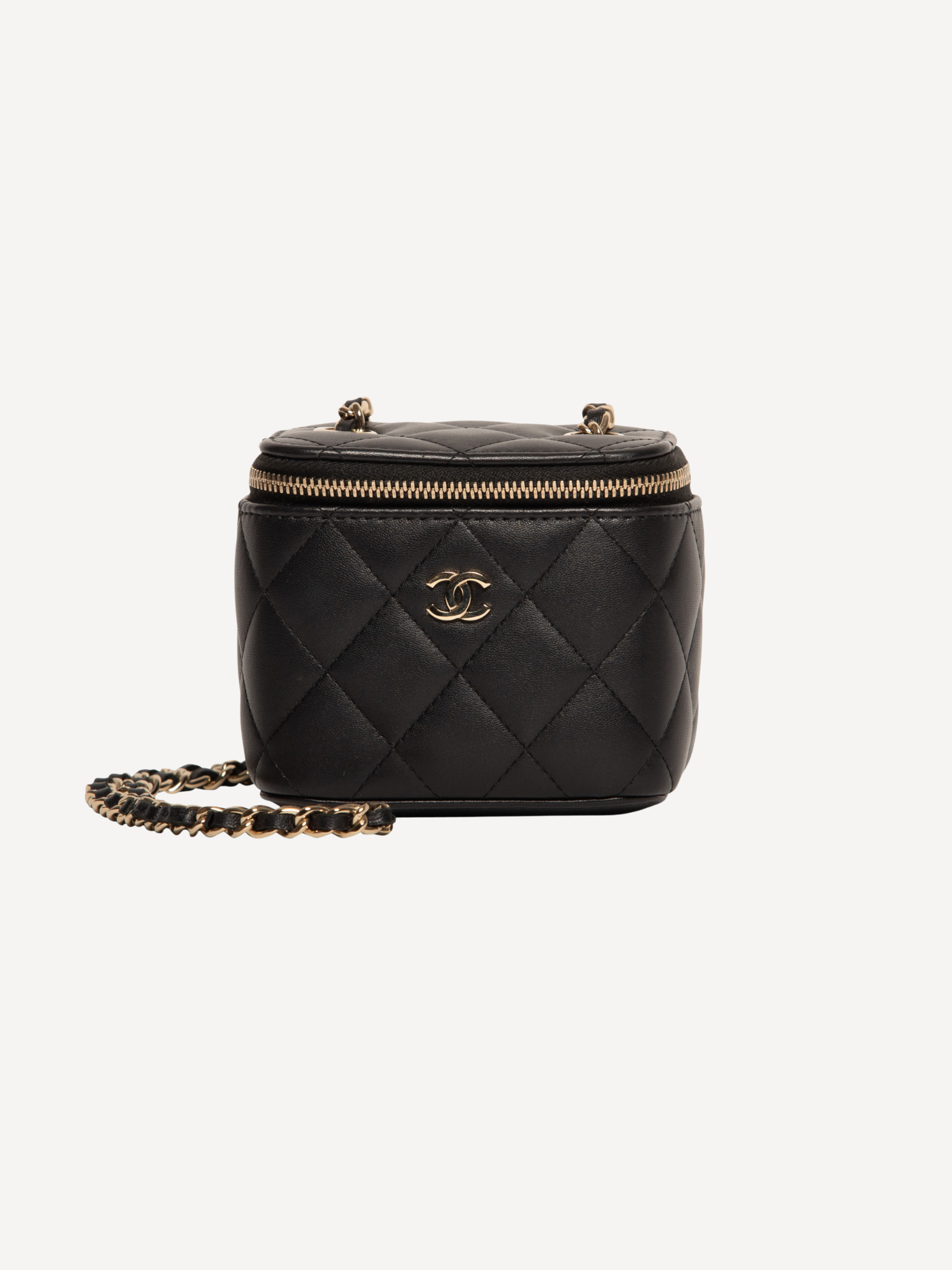 Chanel Matelasse Lambskin Vanity Bag Chain Shoulder Bag Black